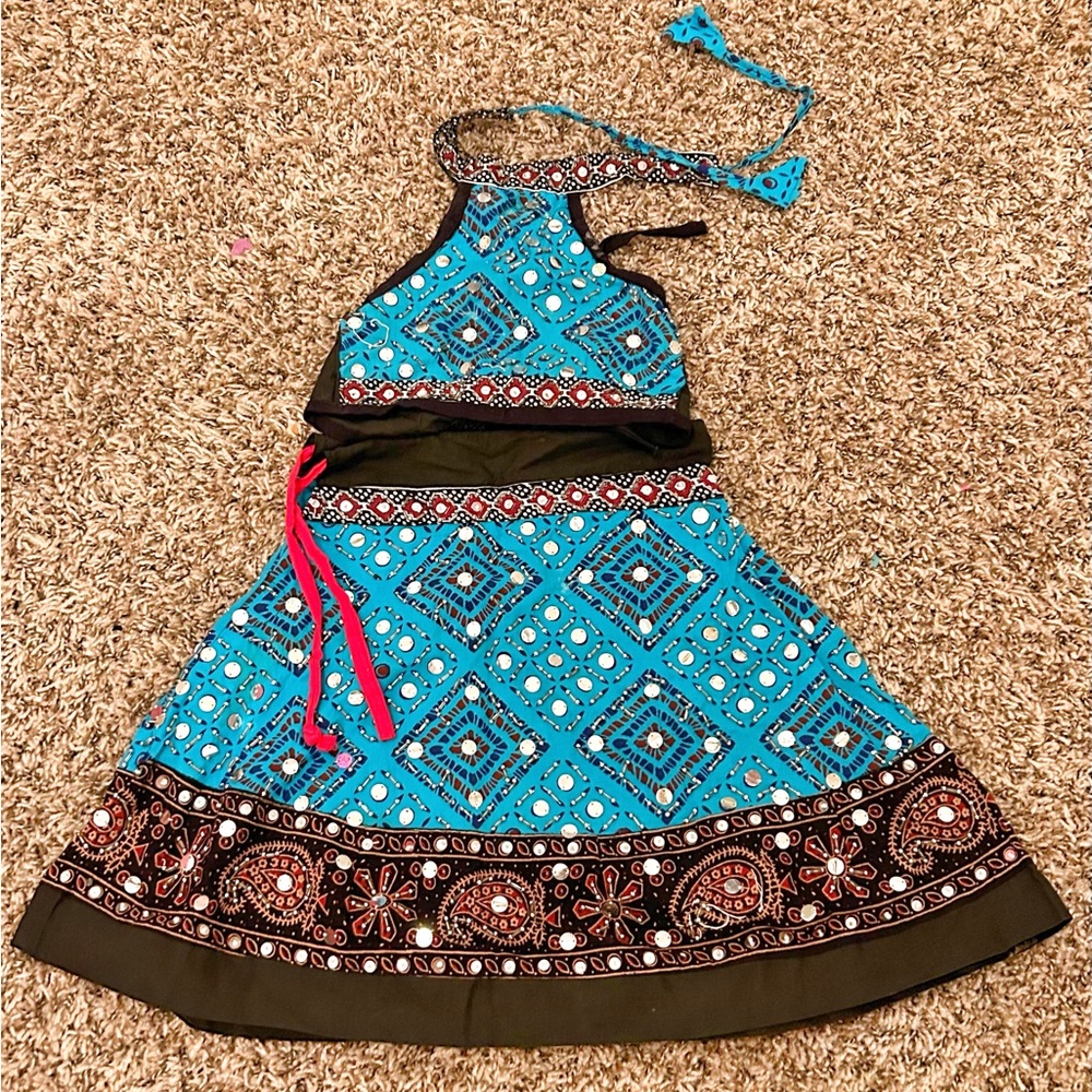 Baby girl 12-18 months halter blue lehenga choli Indian desi
